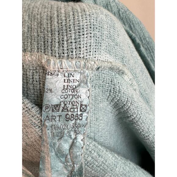 Tera Bora Lagenlook Blue Cotton Linen Relaxed Button-Up Dolman Sleeve Top S M L - Picture 7 of 7